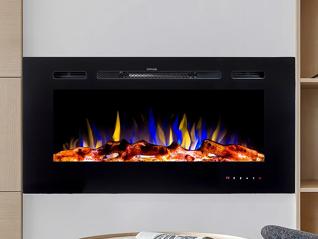 Kominek elektryczny ścienny CALBUCO – szer. 101,6 x gł. 14 x wys. 54,4 cm – czarny 128613