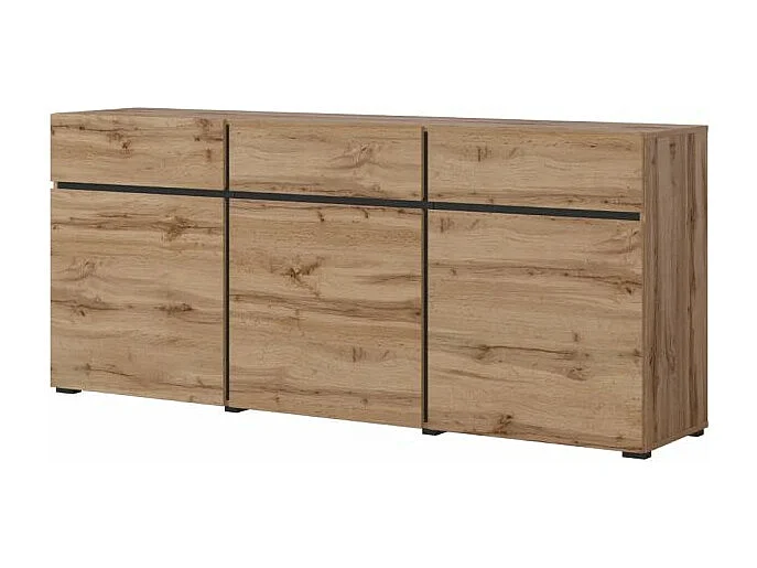 Komoda CROSS 3D3S 180cm dąb wotan/czarna 3733116 - obrazek 1