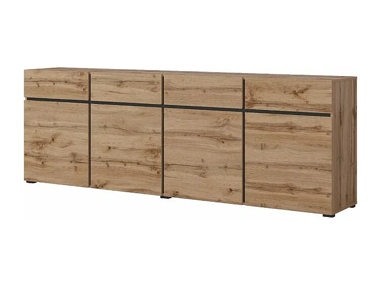 Komoda CROSS 4D4S 225cm dąb wotan/czarna 3733123 - obrazek 1