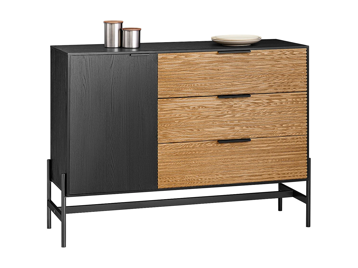 SoBuy Komoda jednodrzwiowa Czarny 88x40x119.5cm Przemysłowy HFSB04-SCH 3295924 - obrazek 1