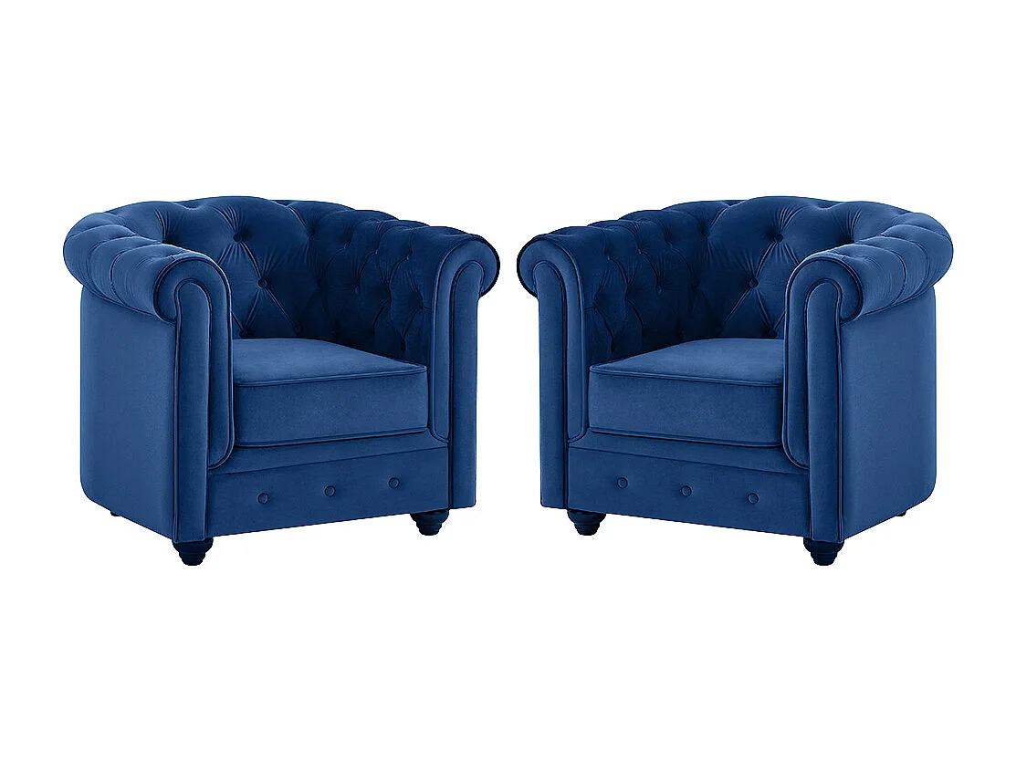 Komplet 2 foteli CHESTERFIELD – Welur w odcieniu niebieskim 94313