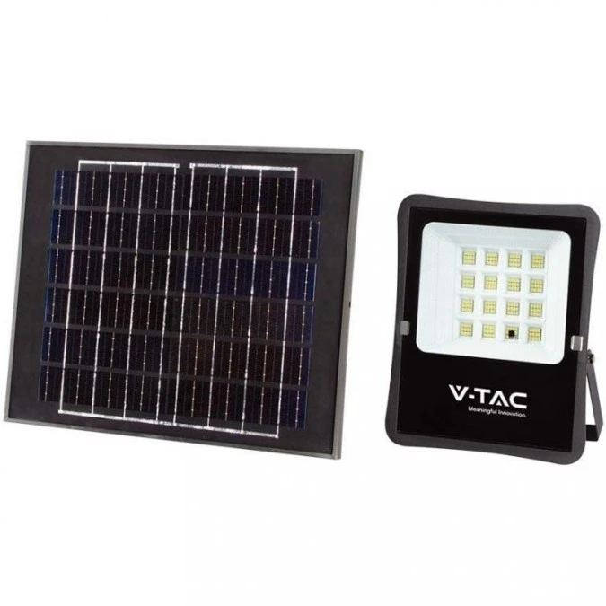 Naświetlacz LED SMD 12W 1200lm 4000K 10000mAh IP65 czarny barwa NW biała neutralna z panelem solarnym VT‑55100 V‑TAC - obrazek 1