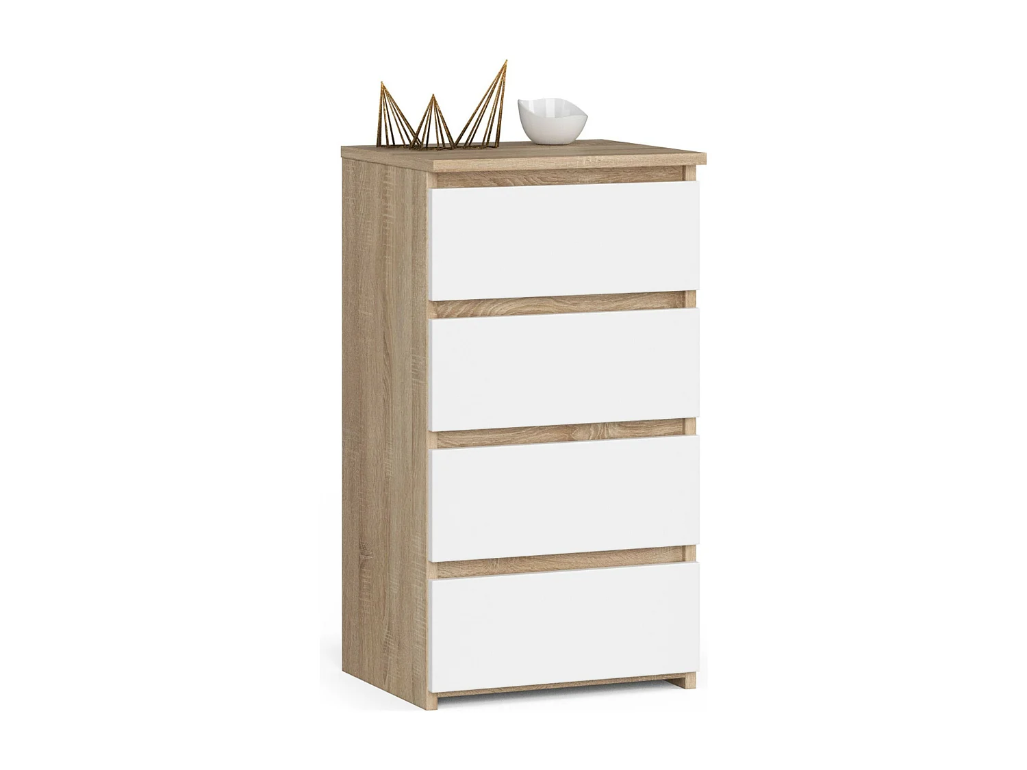Komoda AKORD CL4 Dąb Sonoma 40 cm 4 szuflady kolor Biały mat 40x35x74 cm 1953191 - obrazek 1
