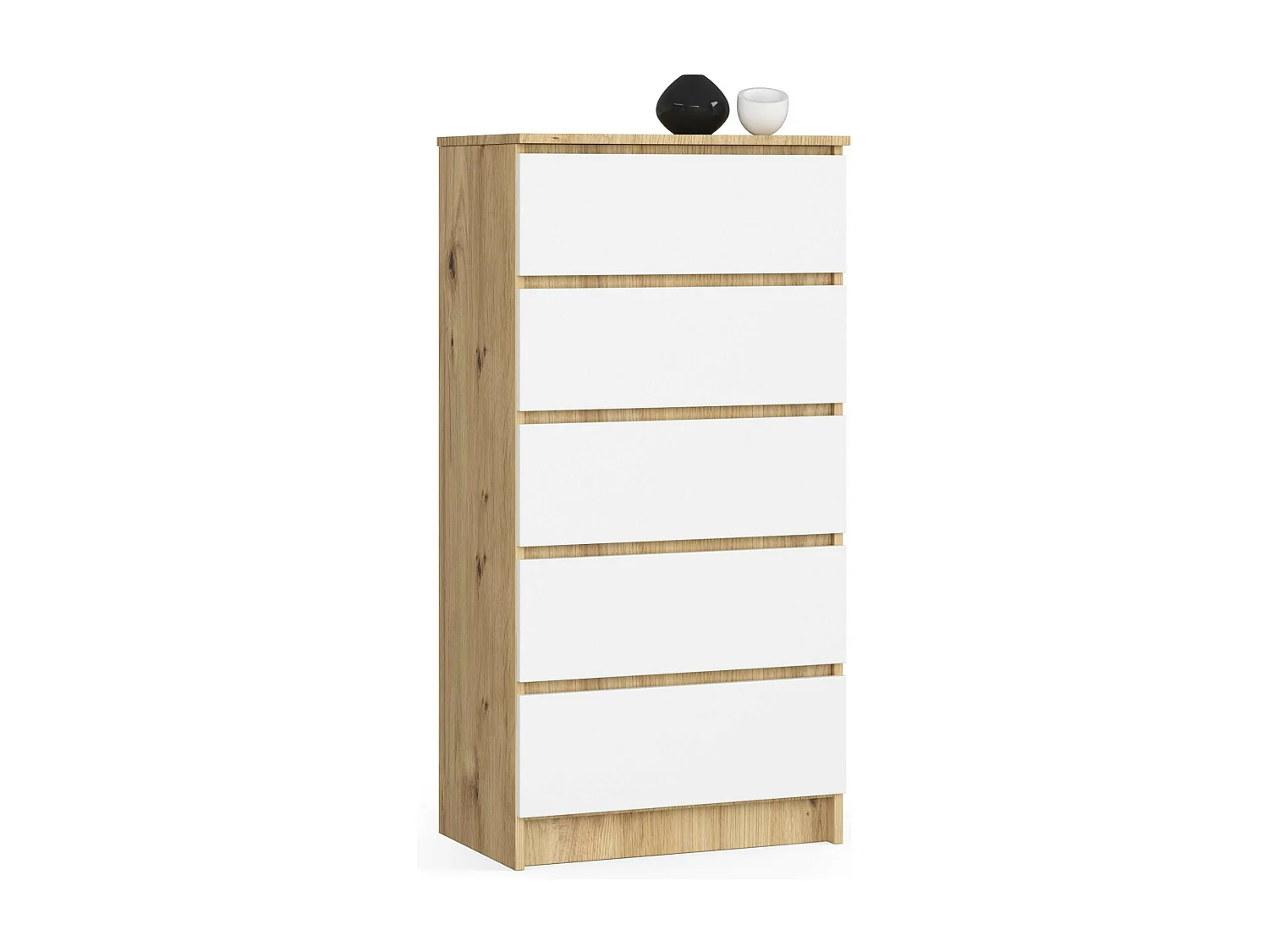 Komoda AKORD K60 Dąb Artisan 60 cm 5 szuflad kolor Biały mat 60x40x121 cm 1952541 - obrazek 1