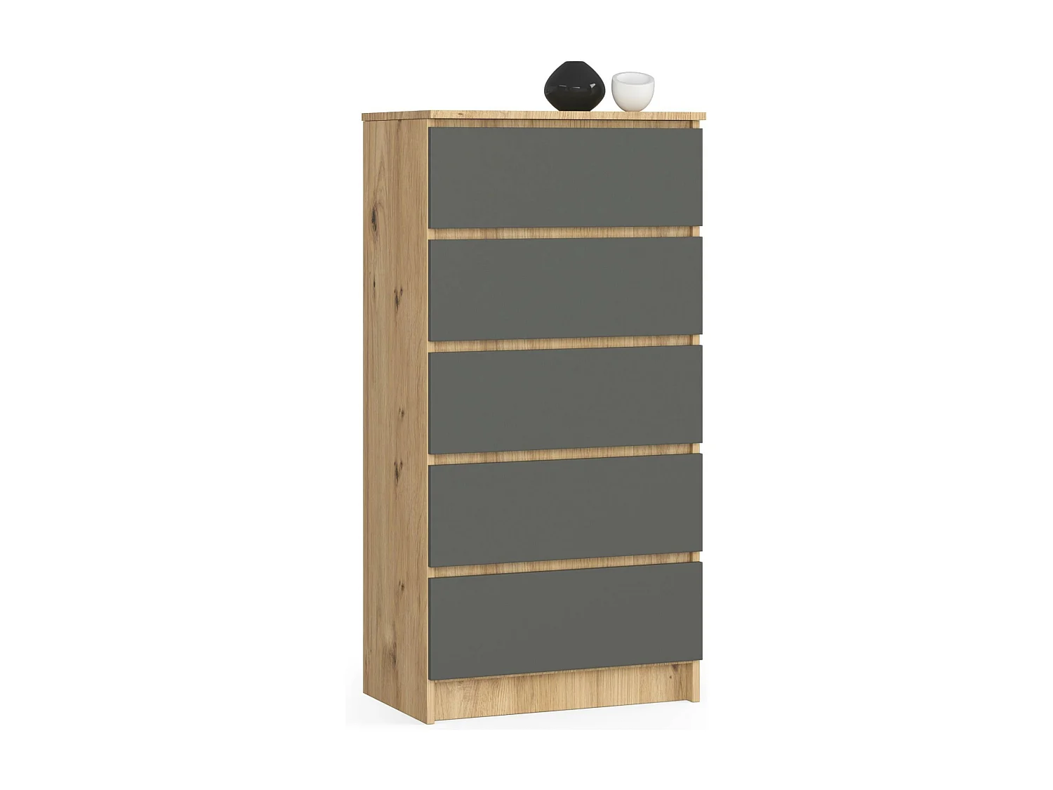 Komoda AKORD K60 Dąb Artisan 60 cm 5 szuflad kolor Grafit Szary mat 60x40x121 cm 1952547 - obrazek 1