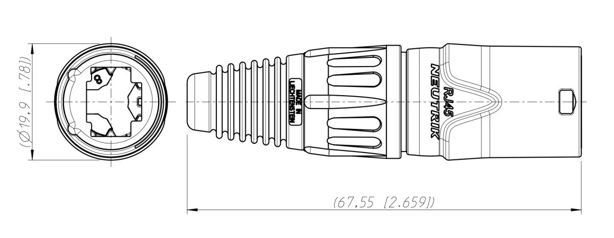 NEUTRIK Obudowa do wtyku RJ45 8p8c na kabel 8,0mm NE8MX‑B‑1 - obrazek 2