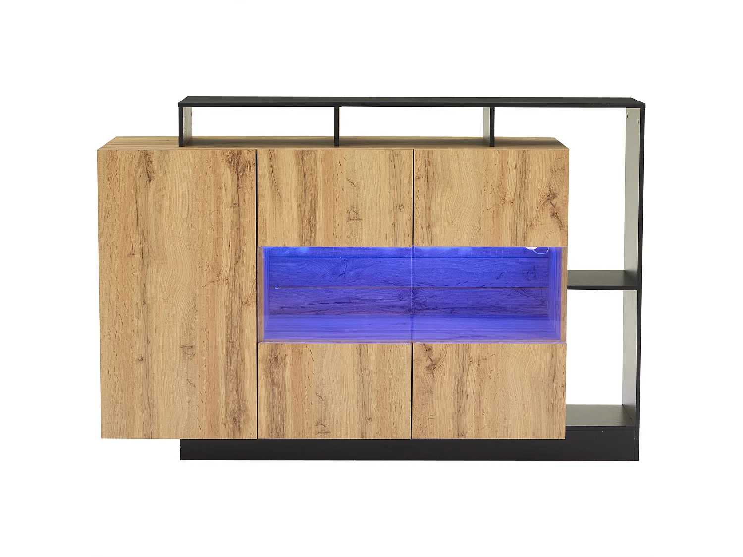 Komoda z 3 drzwiami i półkami do przechowywania - 140 x 44 x 93,5 cm - diody LED - drewno MDF - naturalne 4031467 - obrazek 1