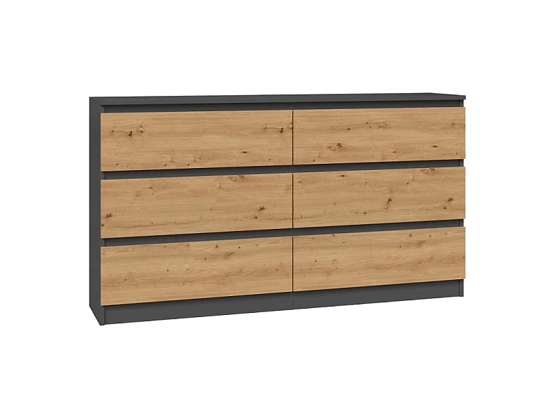 Komoda Malwa M6/140 | Antracyt/Dąb Artisan | 138x40x75 cm | 6 Szuflad 4031895 - obrazek 1
