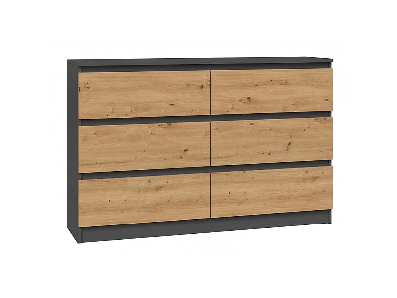 Komoda Malwa M6/120 | Antracyt/Artisan | 120x30x75 cm | Nowoczesna 6 Szuflad 4031896 - obrazek 1