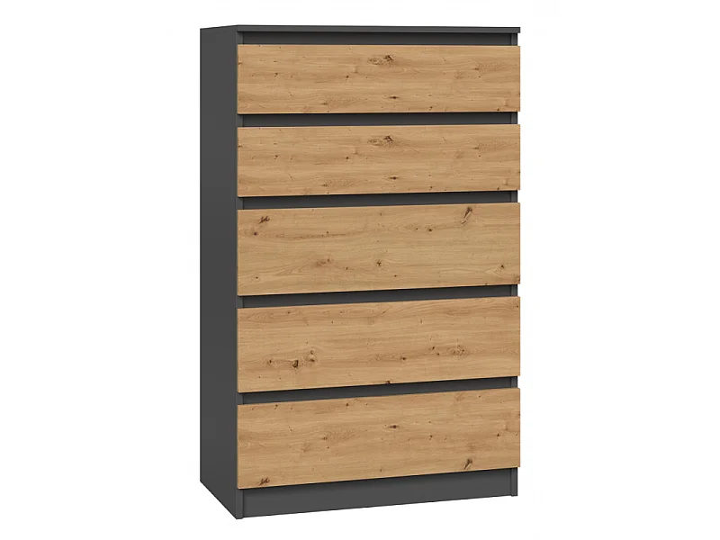 Komoda Malwa M5 | Antracyt/Dąb Artisan | 70x40x109,5 cm | Komoda z 5 Szufladami 4031905 - obrazek 1