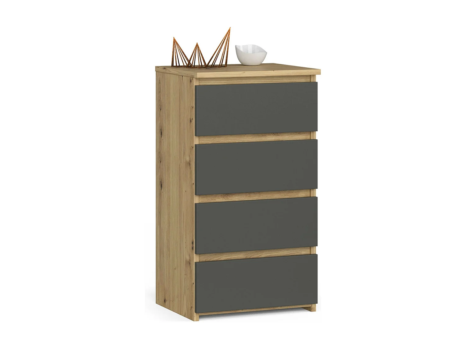 Komoda AKORD CL4 Dąb Artisan 40 cm 4 szuflady kolor Grafit Szary mat 40x35x74 cm 3146083