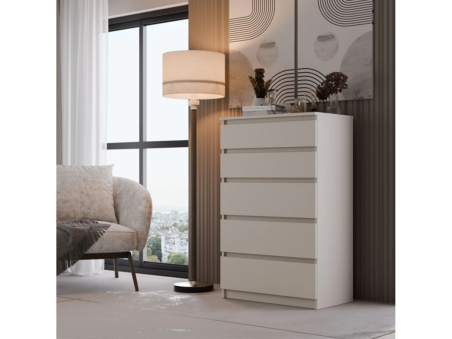 Komoda: 5 szuflad, Kaszmir, 40 x 101 x 70 cm 4065768 - obrazek 1