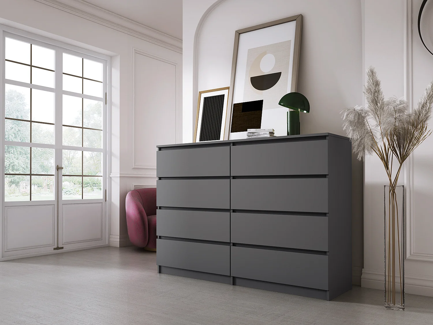 Komoda z 8 szufladami, antracyt, 138 x 101 x 39 cm 4065761 - obrazek 1
