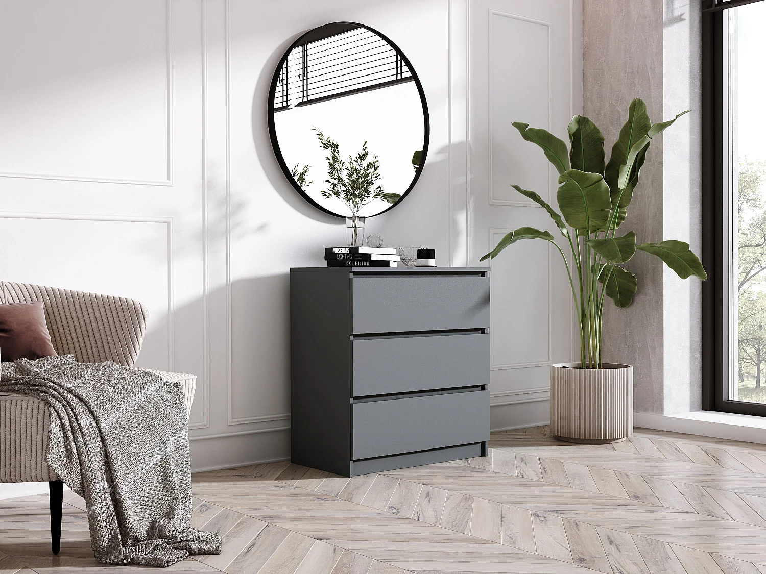 Komoda z 3 szufladami: antracyt, 70 x 39 x 79 cm 4065937 - obrazek 1