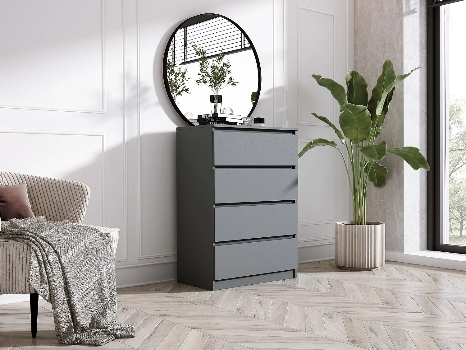 Komoda z 4 szufladami, Antracyt, 70 x 39 x 101 cm 4065954 - obrazek 1