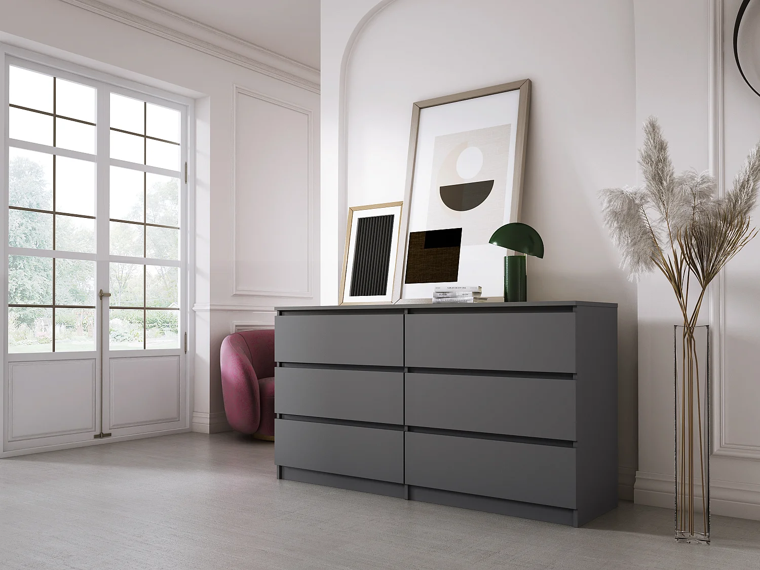 Komoda z 6 szufladami: antracytowa, 138 x 39 x 79 cm 4065982 - obrazek 1