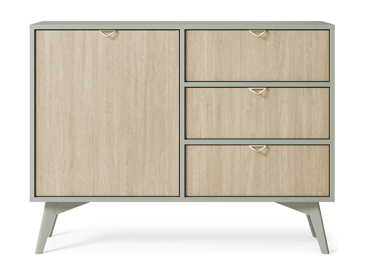 Komoda: Eukaliptus / Scandi Chevrons, Drewniane Nogi, 106 x 80 x 38 cm 4065778 - obrazek 1