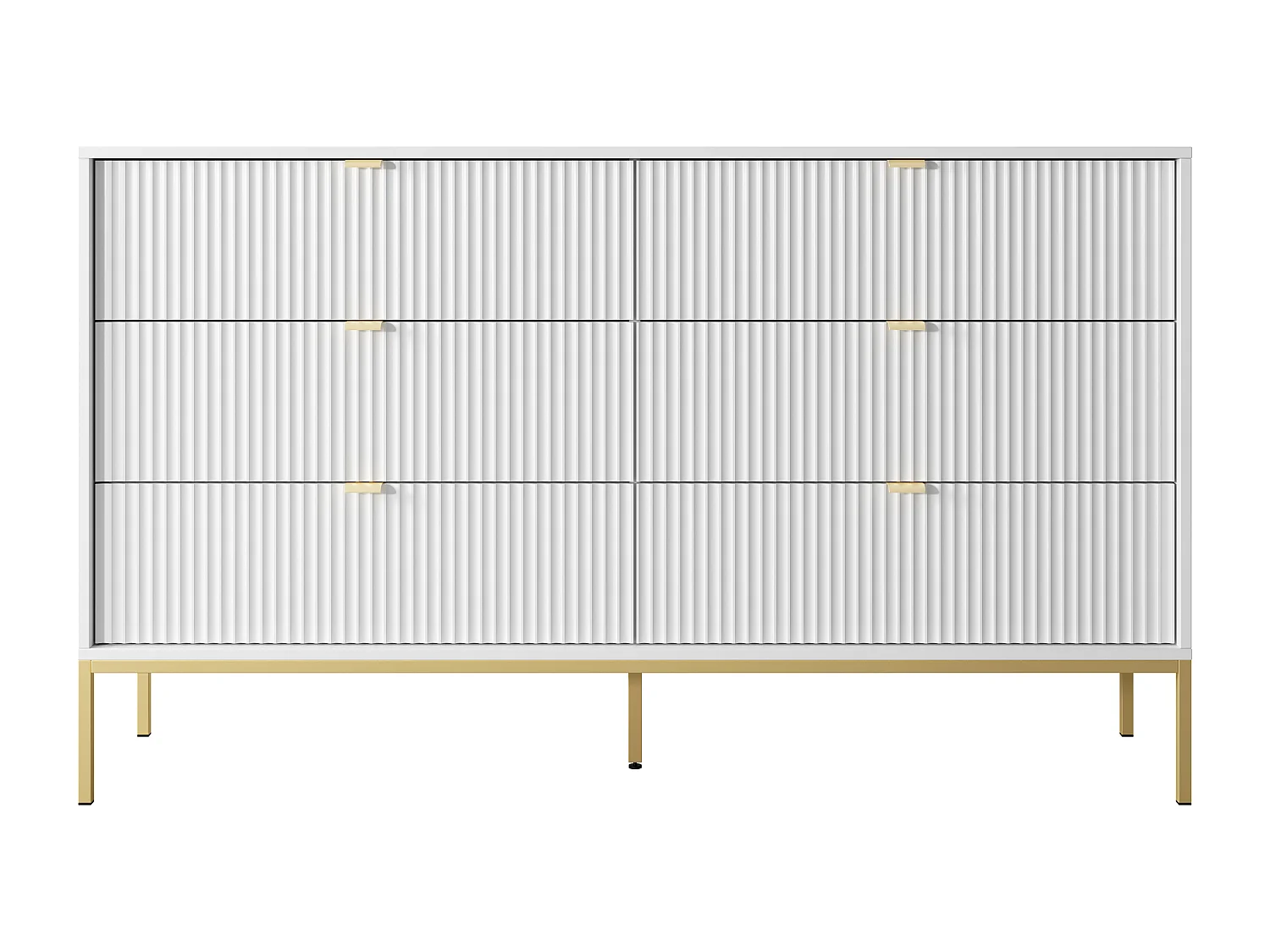 Komoda: 6 szuflad, biała, złote nóżki, 154 x 39 x 83 cm, złote uchwyty 4065898 - obrazek 1