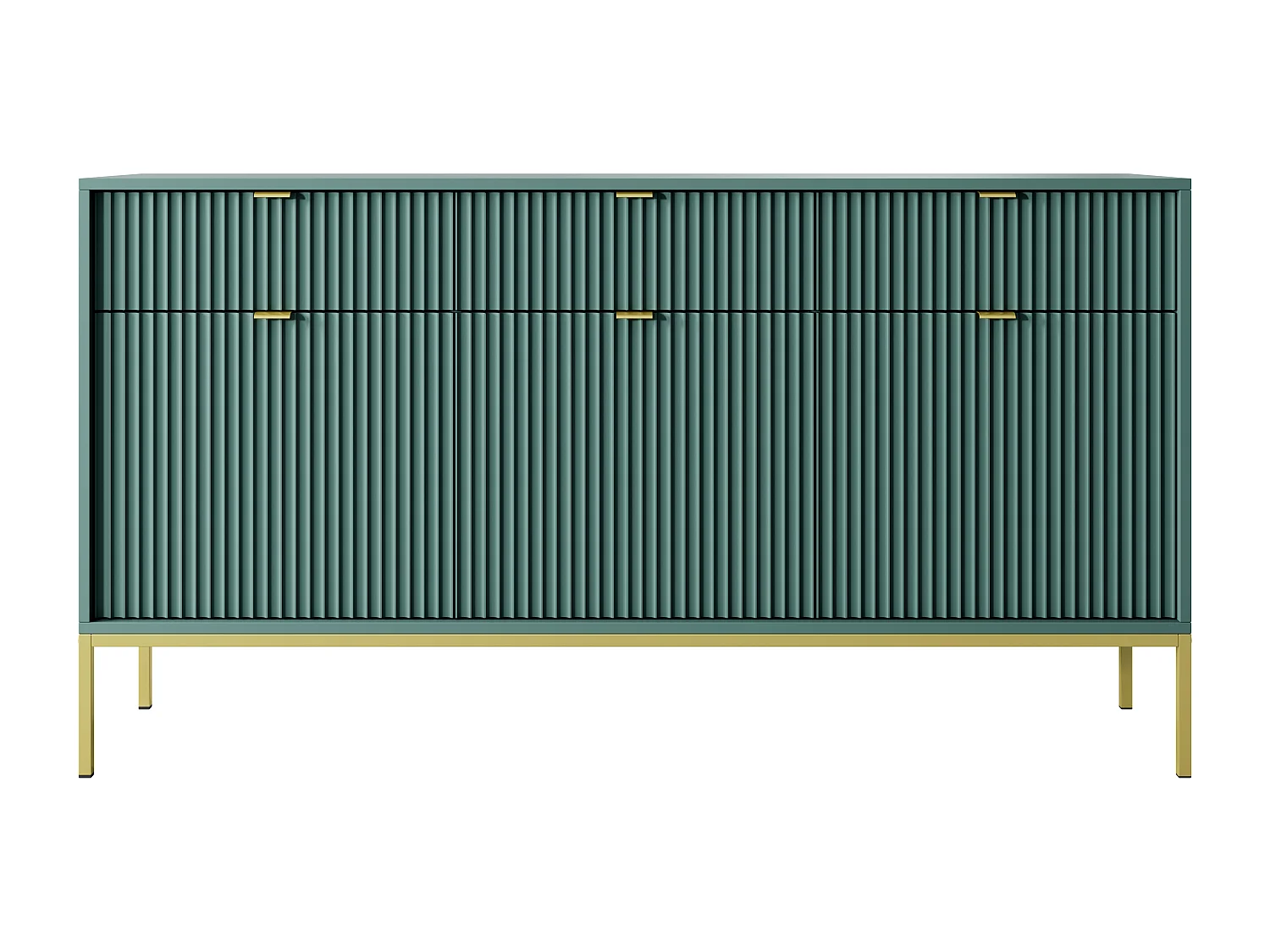 Komoda: 3 szuflady, 3 drzwi, labrador, złota, 154 x 83 x 39 cm, złote uchwyty 4065946 - obrazek 1