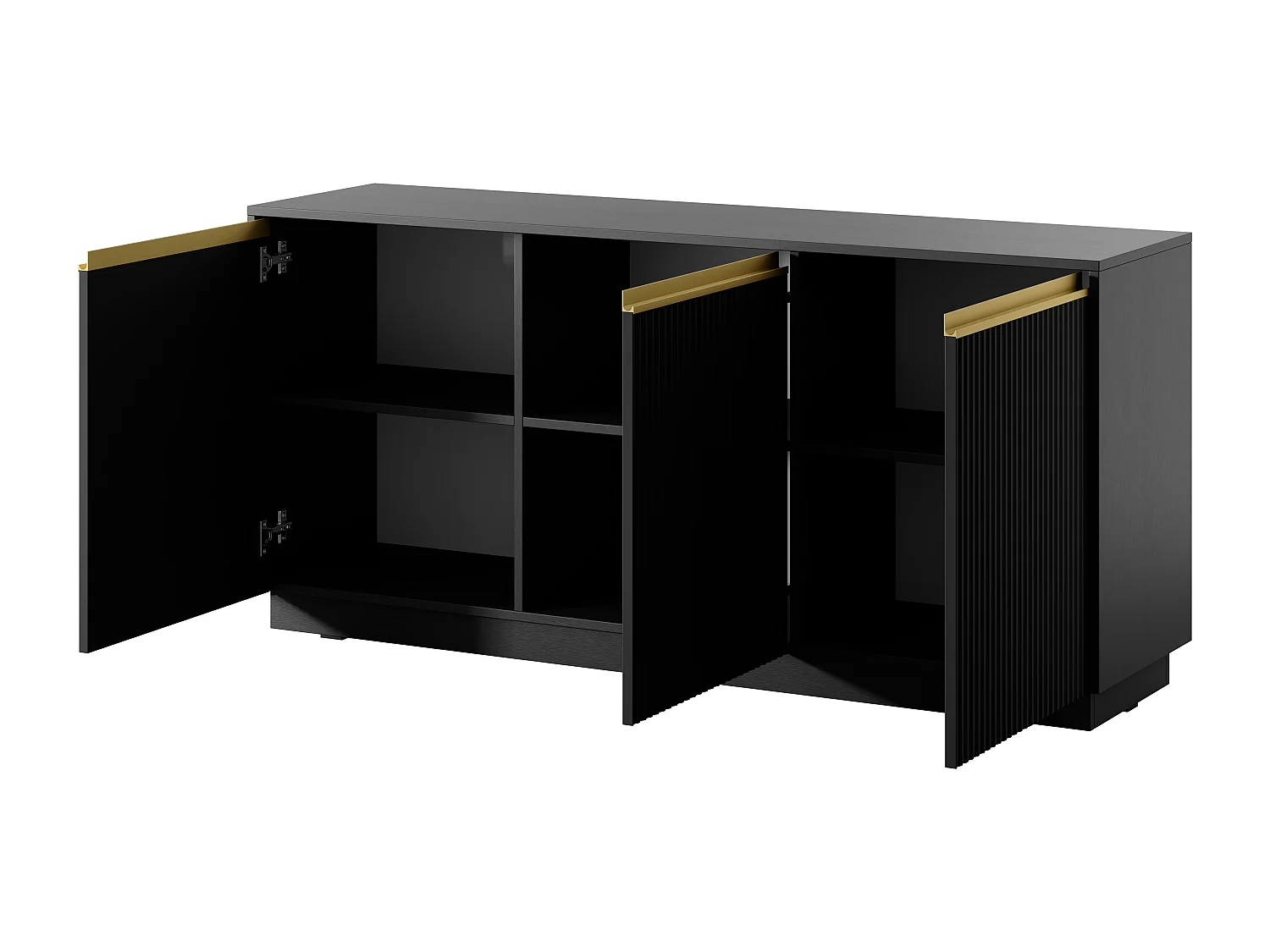 Komoda: 3 drzwi, 6 półek, czarny grafit, 153,4 cm x 71,6 cm x 39 cm 4065967 - obrazek 1