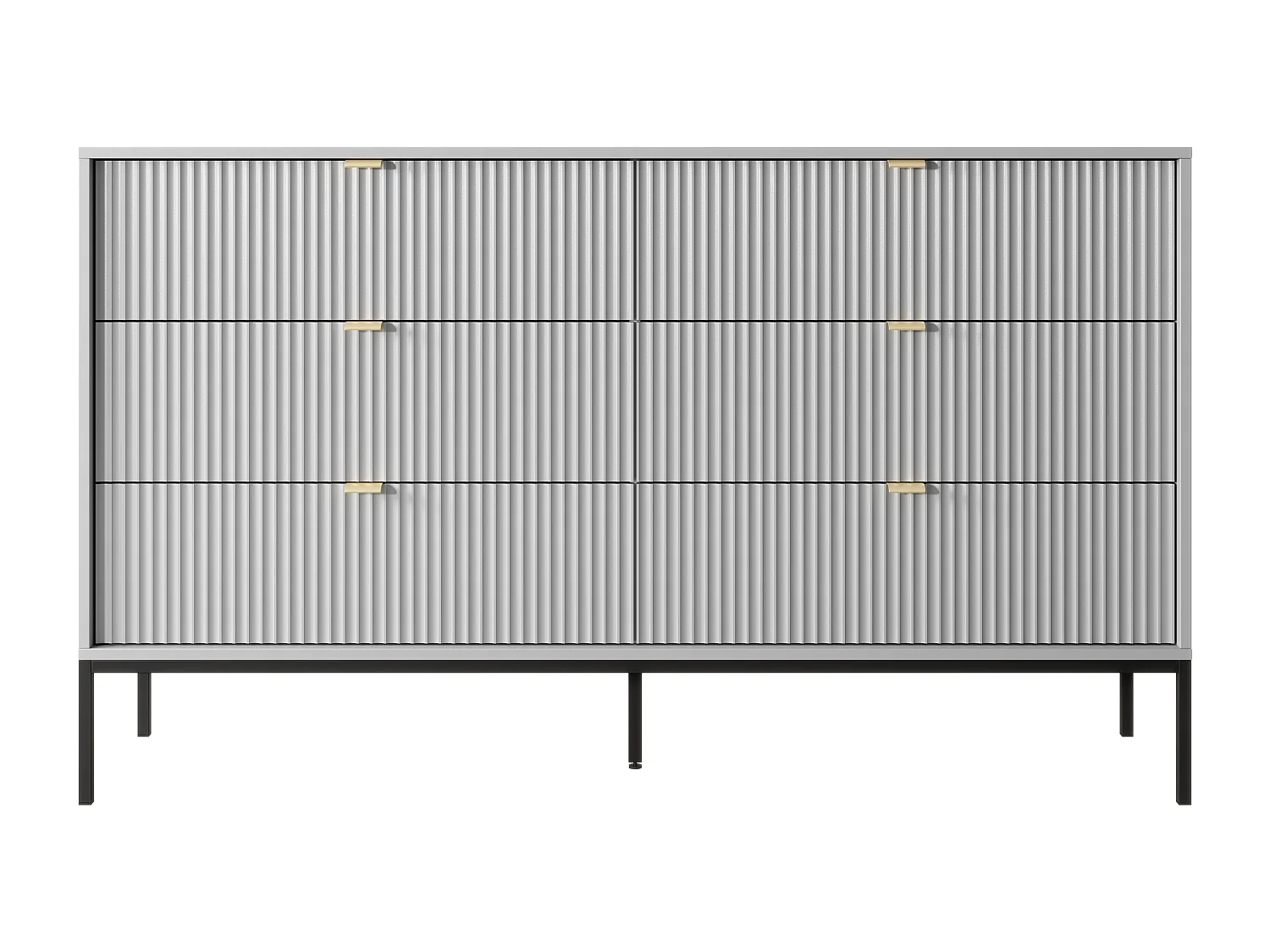 Komoda: 6 szuflad, szara, czarne nogi, 154 x 39 x 83 cm, złote uchwyty 4065974 - obrazek 1