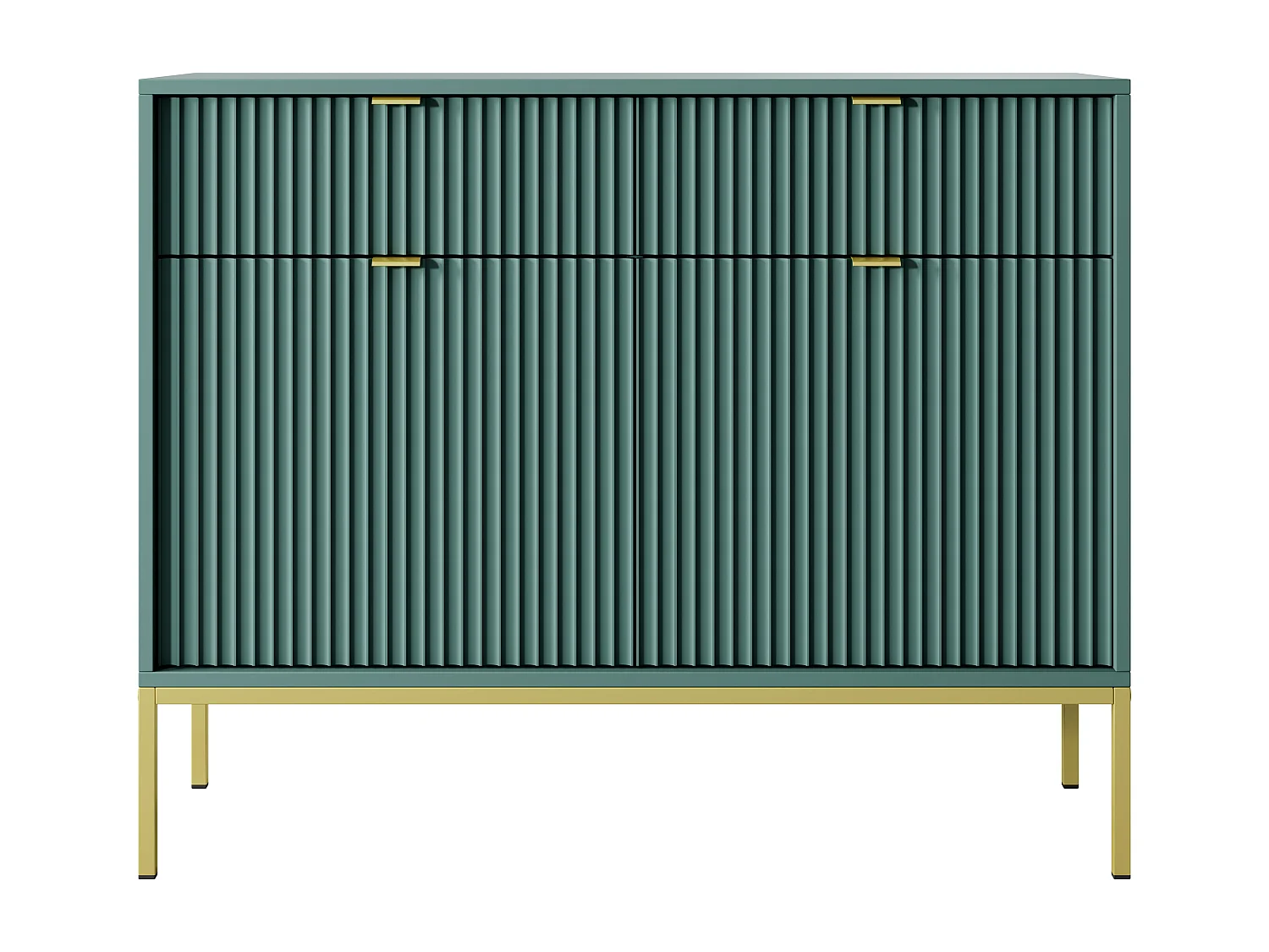 Komoda: 2 szuflady, 2 drzwi, labrador, złota, 104 x 83 x 39 cm, złote uchwyty 4066005