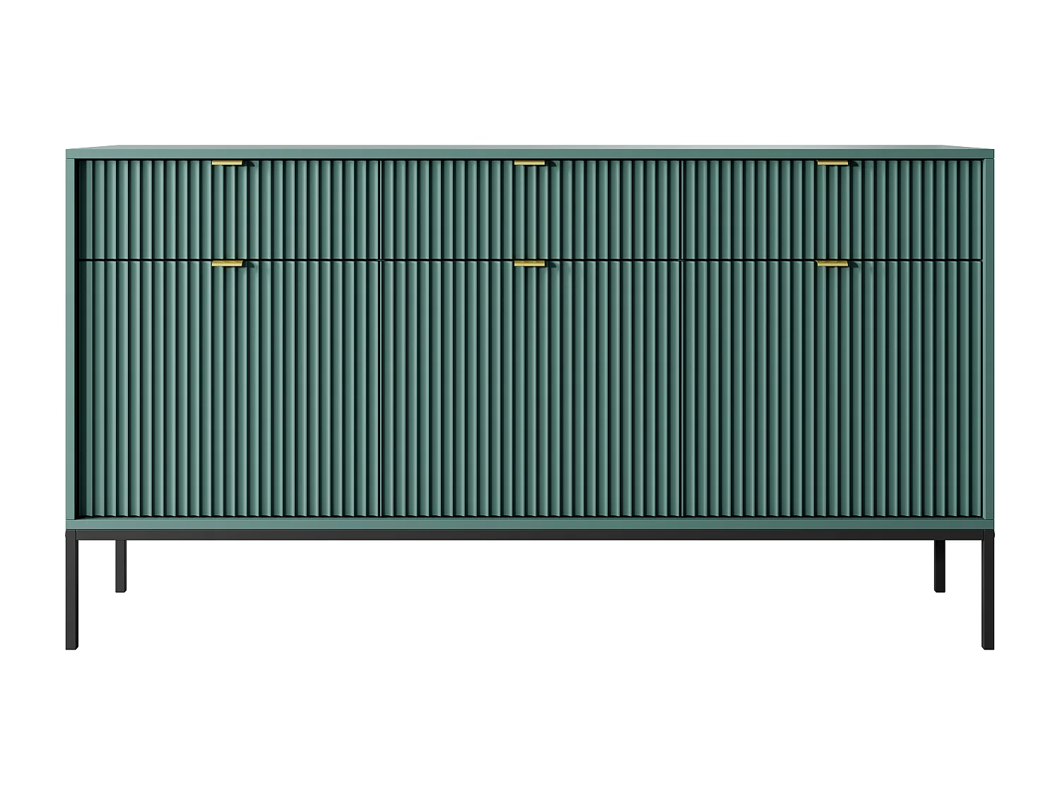 Komoda: 3 szuflady, 3 drzwi, labrador, czarna, 154 x 83 x 39 cm, złote uchwyty 4066008 - obrazek 1