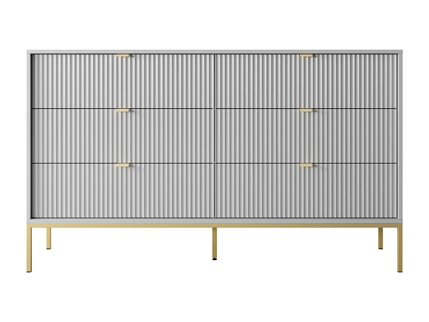 Komoda: 6 szuflad, szara, złote nóżki, 154 x 39 x 83 cm, złote uchwyty 4066021 - obrazek 1