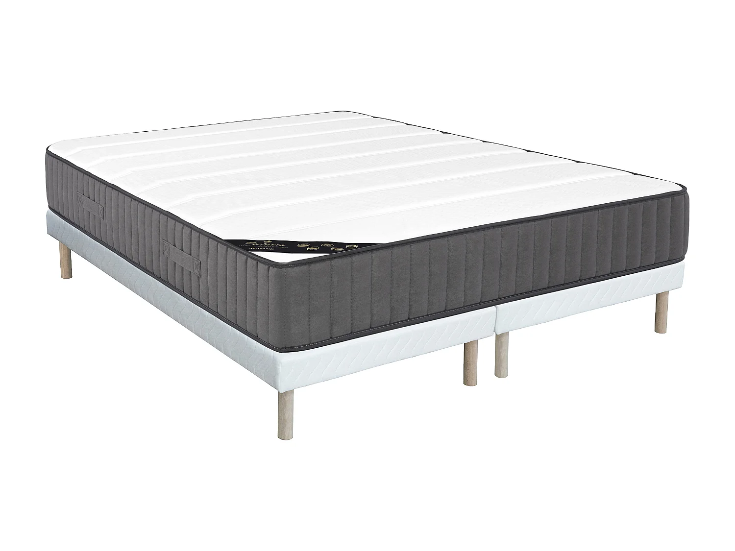 Komplet stelaż + materac hybrydowy 180 x 200 cm sprężyny kieszonkowe 7-strefowy i pianka wysokoprężna HR o gr. 26 cm - AUDACE marki PALACIO 1258563 - obrazek 1