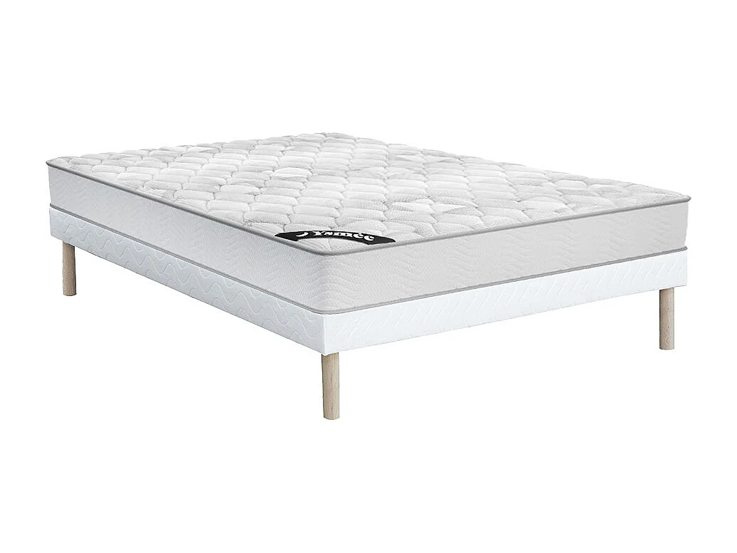 Zestaw stelaż i materac ze sprężynami kieszeniowymi o grubości 20 cm SONGE marki YSMÉE – 140 × 190 cm 121393 - obrazek 1