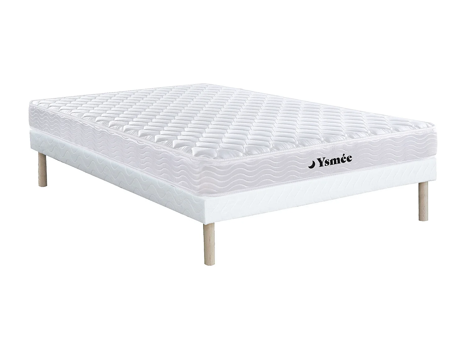 Komplet stelaż + materac na sprężynach WOLKENLOS marki YSMÉE – 140 x 190 cm 121663