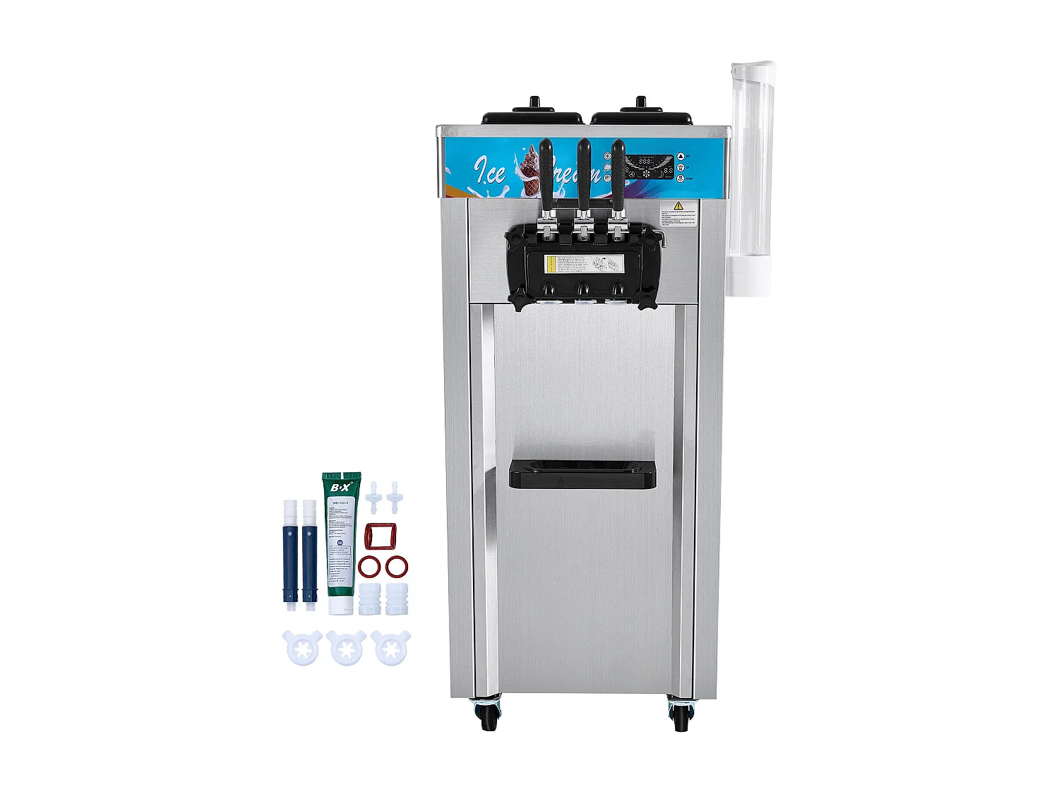 Handlowa Maszyna Do Lodów Miękkich SucceBuy, 21 – 31 L/H, 1500 W, 3 Smaki, 2×5,5 L, do Jogurtu, Kawiarnia i Snack-Bar 4097839