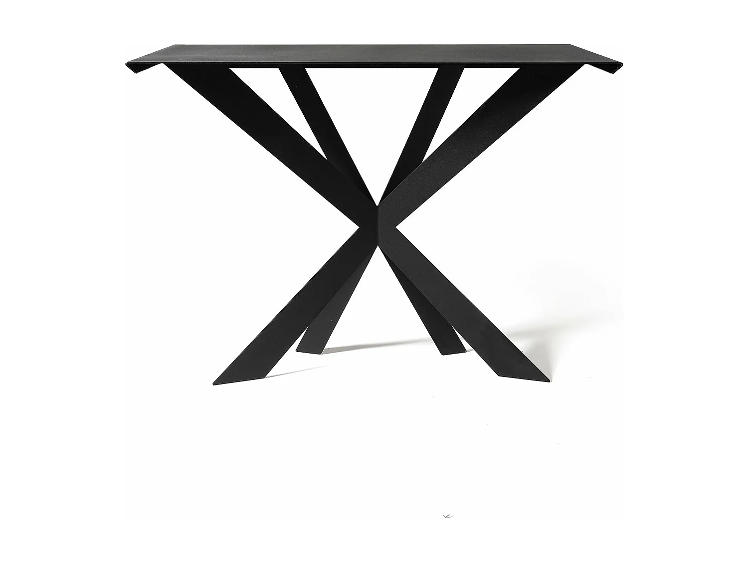Konsola Exsodus Zeus 110x35x85 cm z czarnego lakierowanego żelaza Nowoczesny geometryczny perforowany wzór Meble do przedpokoju lub salonu Wyprodukowano we Włoszech 4104975 - obrazek 1