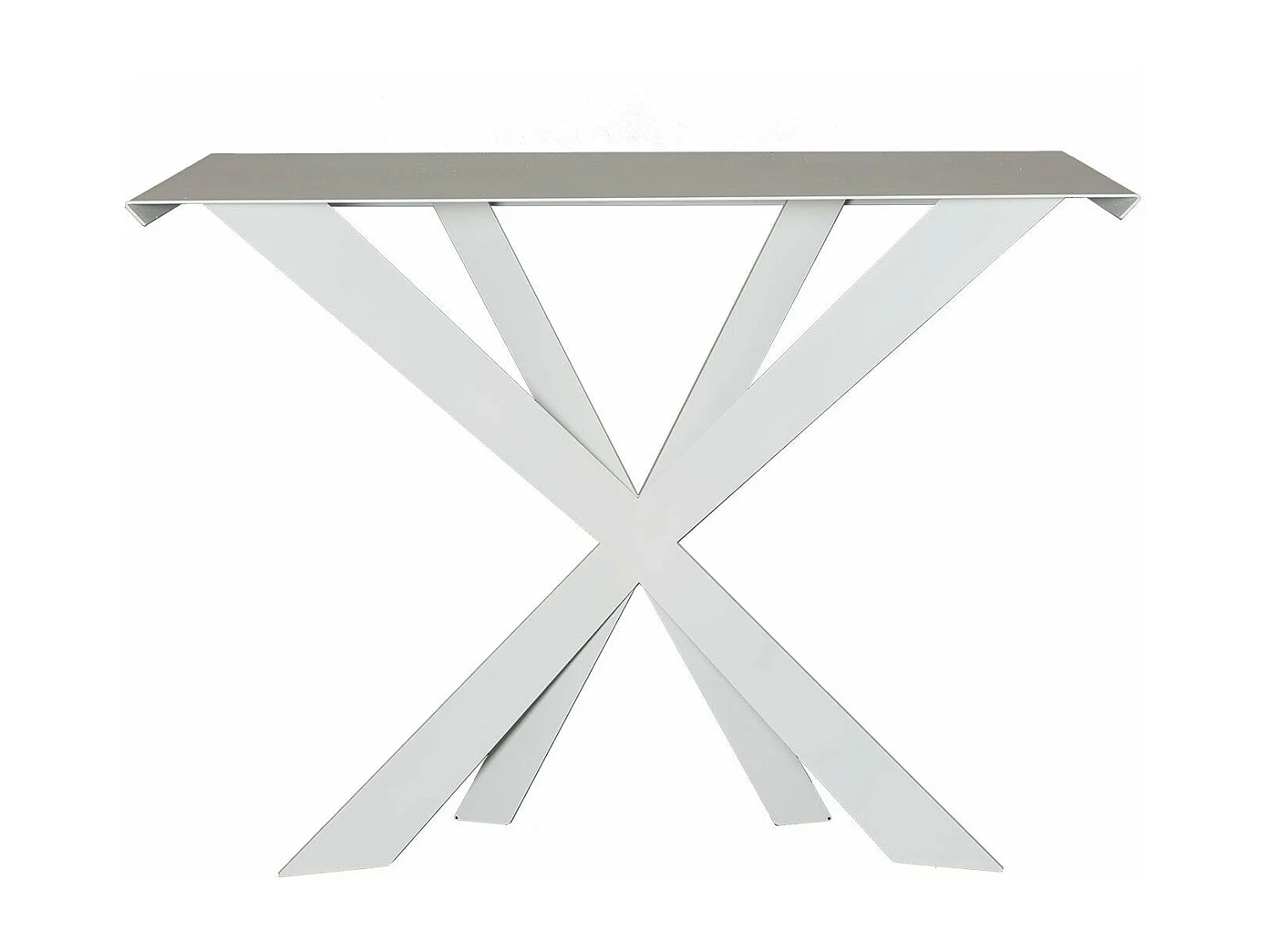 Konsola Exsodus Zeus 110x35x85 cm z malowanego na biało żelaza Nowoczesny geometryczny perforowany wzór Meble do przedpokoju lub salonu Wyprodukowano we Włoszech 4104977 - obrazek 1