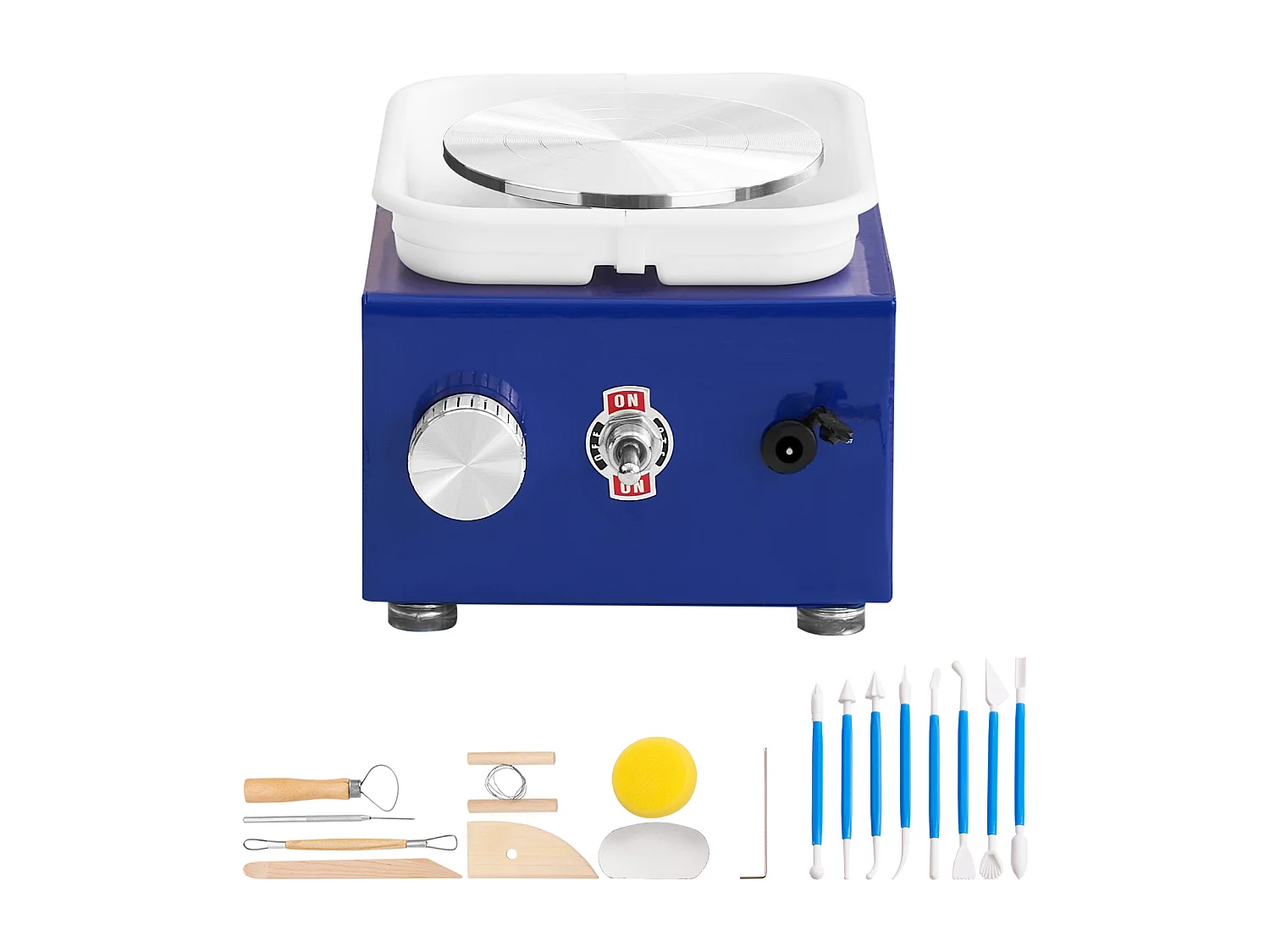 Koło Garncarskie SucceBuy Mini Koło Garncarskie, 30 W Ceramiczne Narzędzie Rzeźbiarskie, Fartuch i Dwa Stoły Obrotowe 4136565
