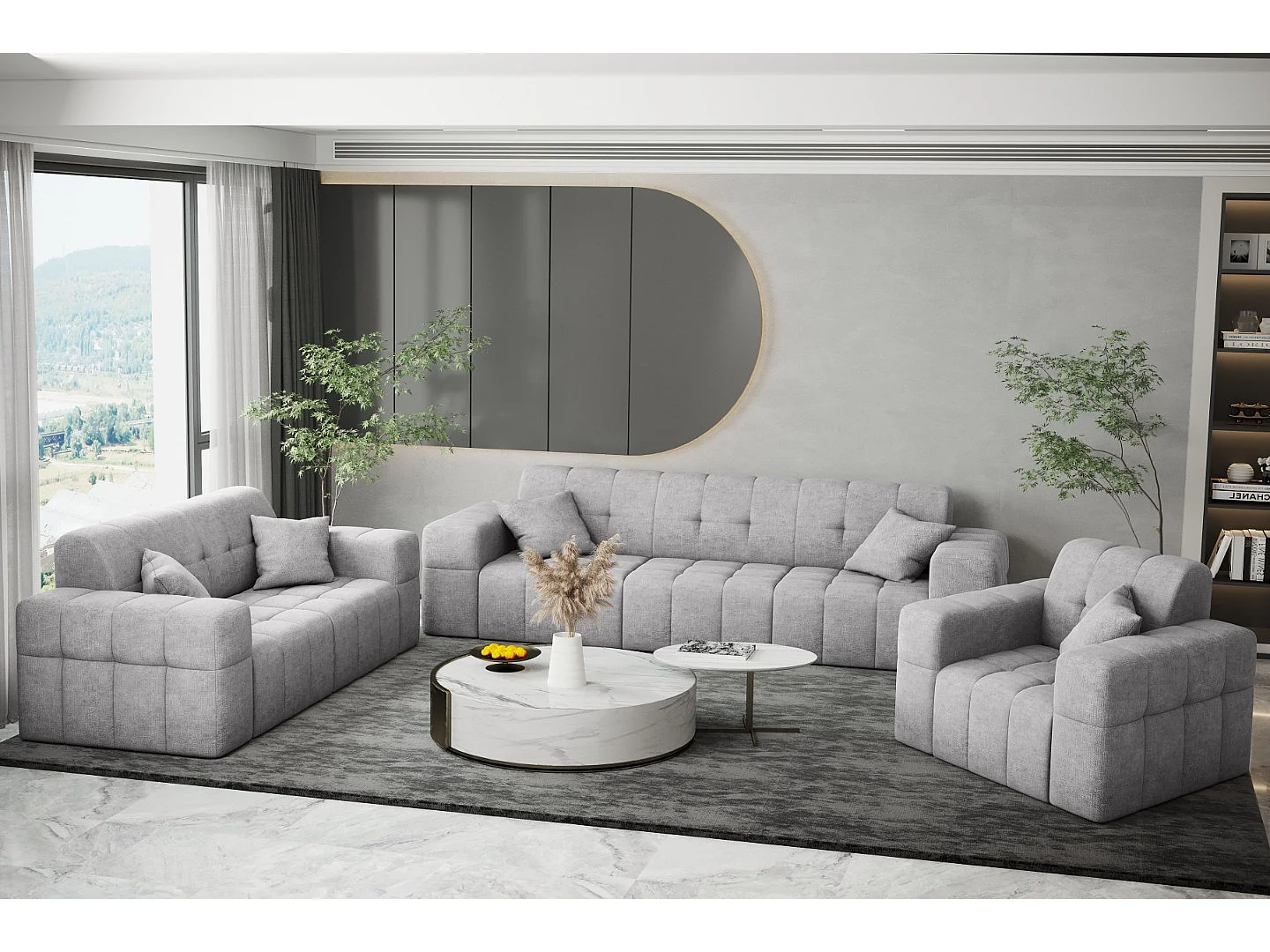 Komplet wypoczynkowy 3+2+1 NIMES, tkanina Perfect Harmony, Szary 4166338
