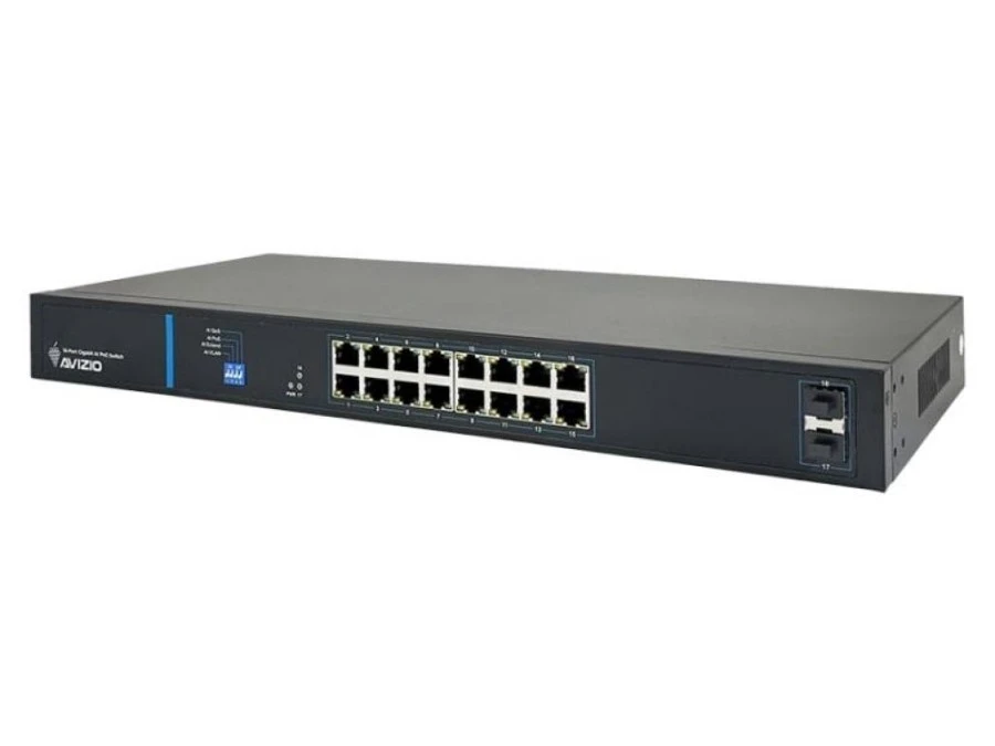 Niezarządzalny przełącznik (switch) 16 portów RJ45 PoE+ 1Gb/s + 2 porty SFP Uplink 1Gb/s AVIZIO - obrazek 2