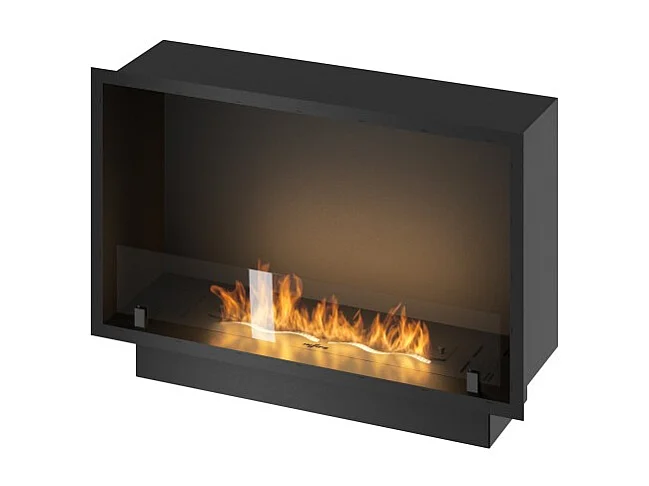 Kominek bioetanolowy Inside Black 800 do zabudowy – matowa czerń, ze szkłem, palnik 1 l, nowoczesny design 4215381