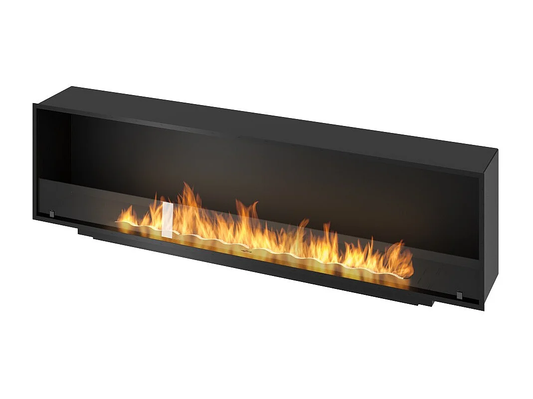Kominek bioetanolowy Inside Black 2000 do zabudowy – matowa czerń, ze szkłem, palnik 6 l, nowoczesny design 4215386