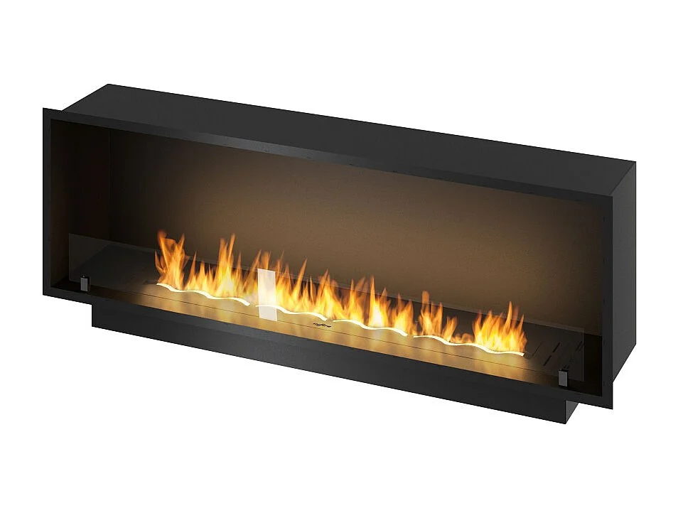 Kominek bioetanolowy Inside Black 1500 do zabudowy – matowa czerń, ze szkłem, palnik 5 l, nowoczesny design 4215394