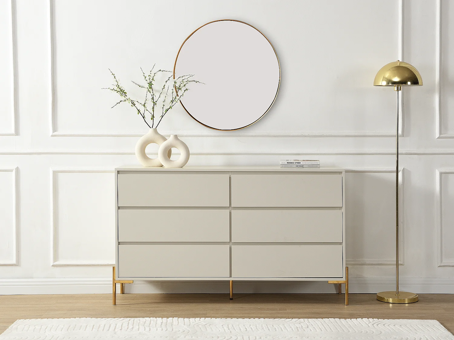 Komoda z 6 szufladami – MDF i metal – Beżowy i złoty – KORASA marki Pascal Morabito 3284419