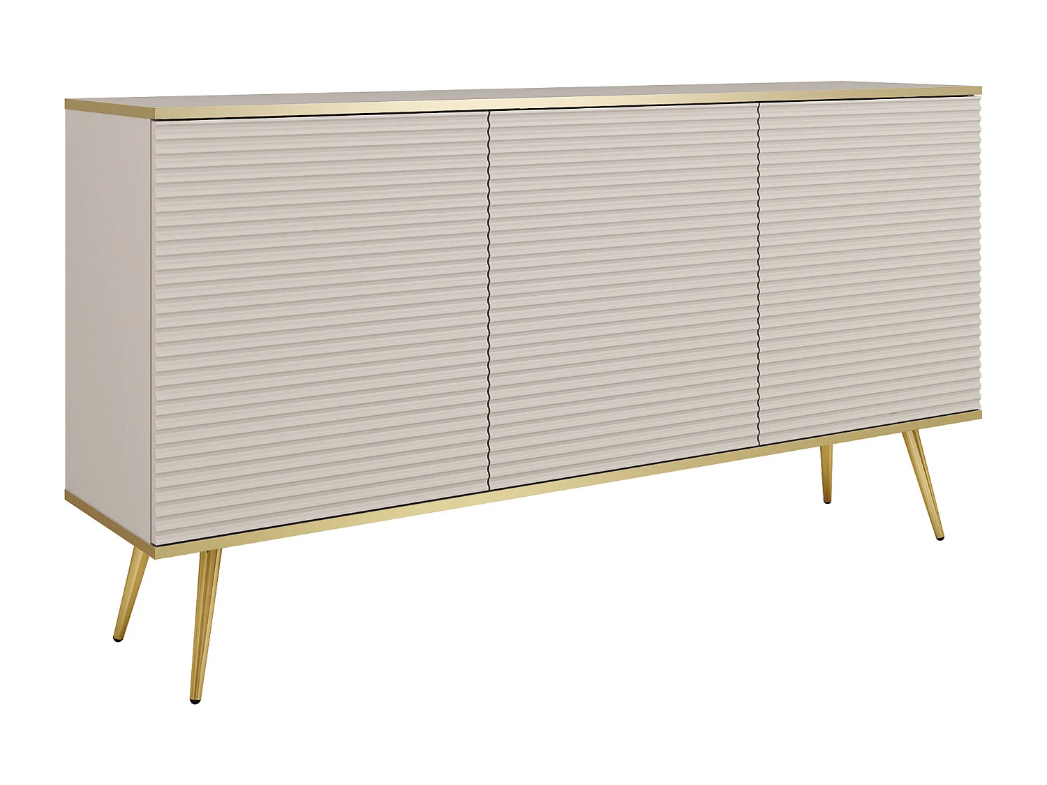 Komoda w stylu glamour w kolorze beżowym z nóżkami złotymi, 160 x 85 x 39 4378474 - obrazek 1