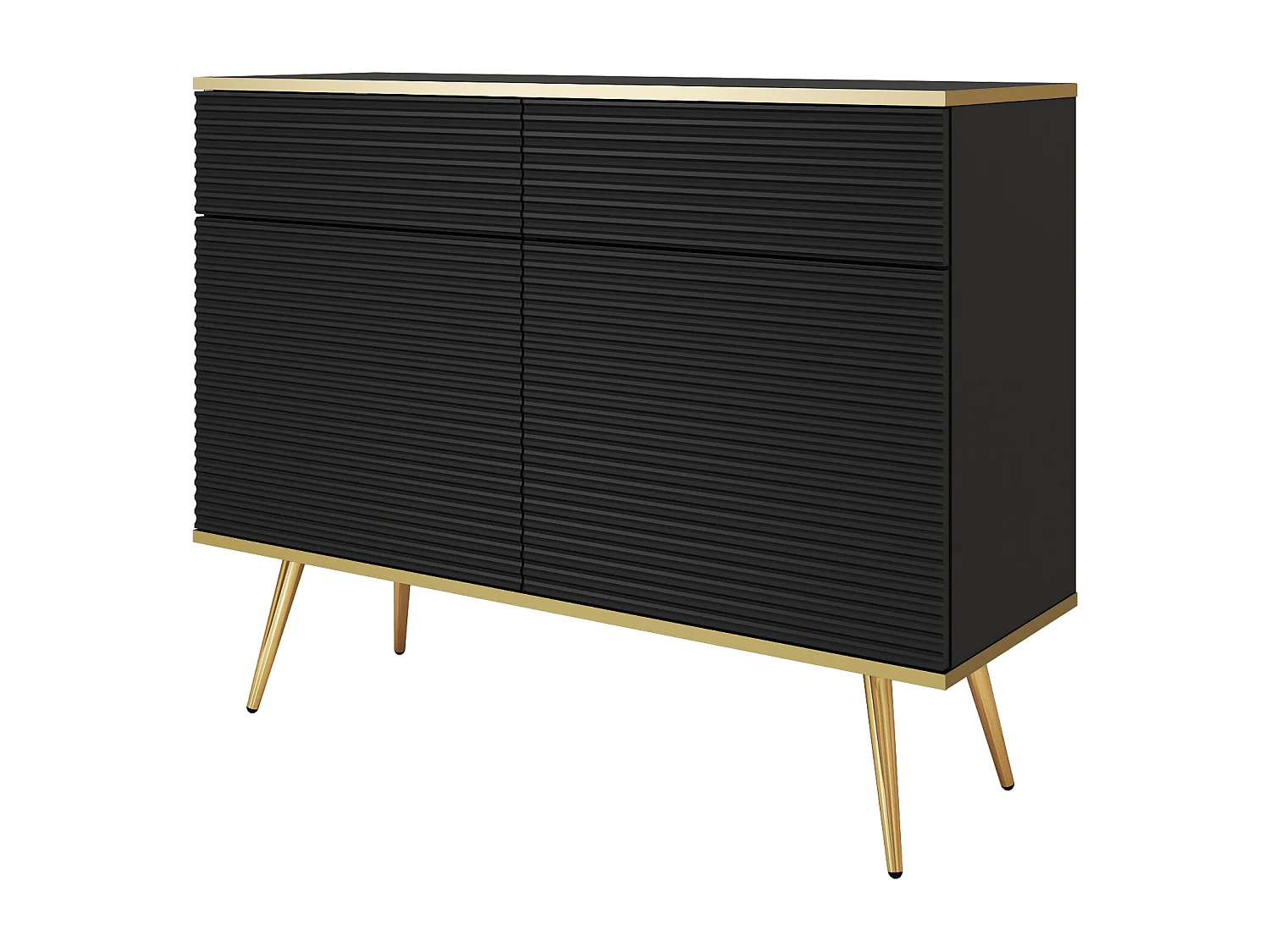 Komoda w stylu glamour w kolorze czarnym z nóżkami złotymi, 107 x 85 x 39 4378499 - obrazek 1