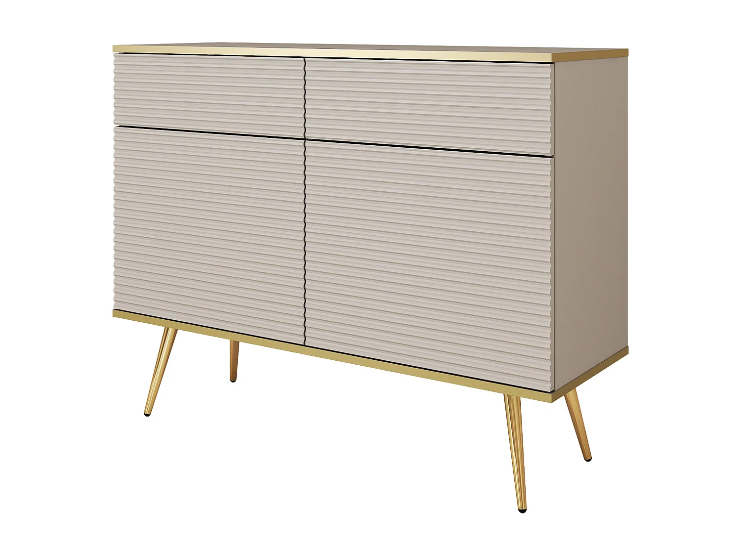 Komoda w stylu glamour w kolorze beżowym z nóżkami złotymi, 107 x 85 x 39 4378964 - obrazek 1