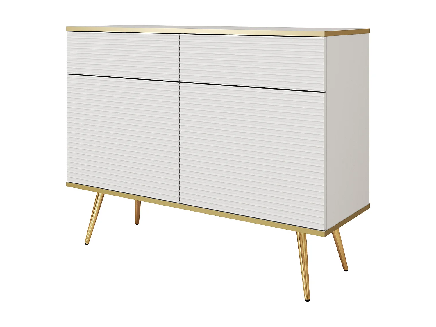 Komoda w stylu glamour w kolorze białym z nóżkami złotymi, 107 x 85 x 39 4378965 - obrazek 1