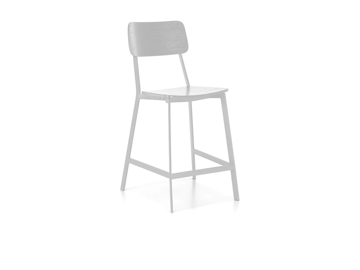 Komplet 2 białych drewnianych wysokich krzeseł z podnóżkiem i metalowymi nogami "Teo" cm 51,5x51,97h 4381088 - obrazek 1