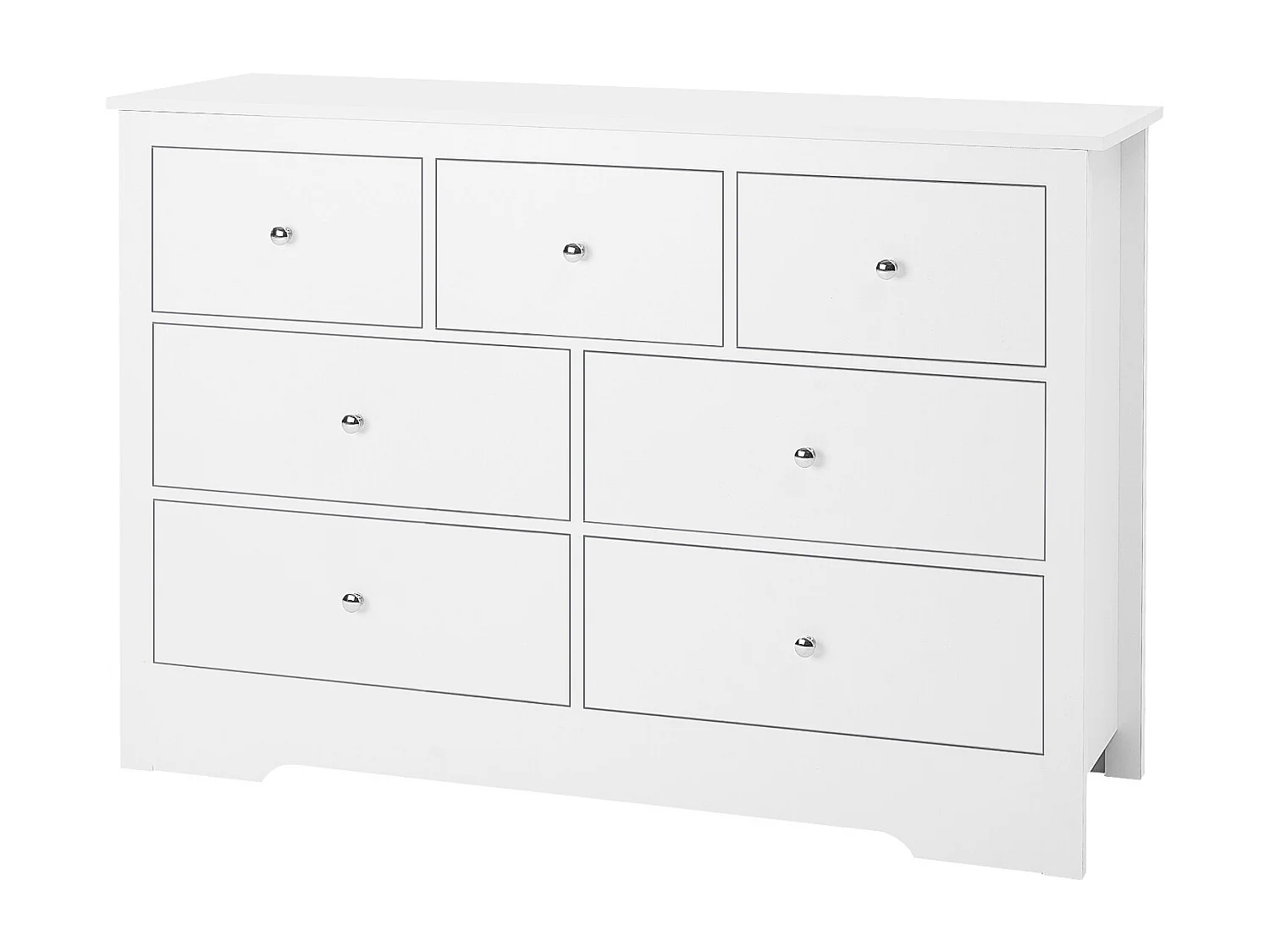 Komoda z 7 Szufladami SucceBuy, Drewno, System Przesuwny/Przeciwprzechyleniowy, Styl Nowoczesny, Mebel pod Telewizor/Korytarz/Sypialnia/Przedpokój, Biały 4385322 - obrazek 1