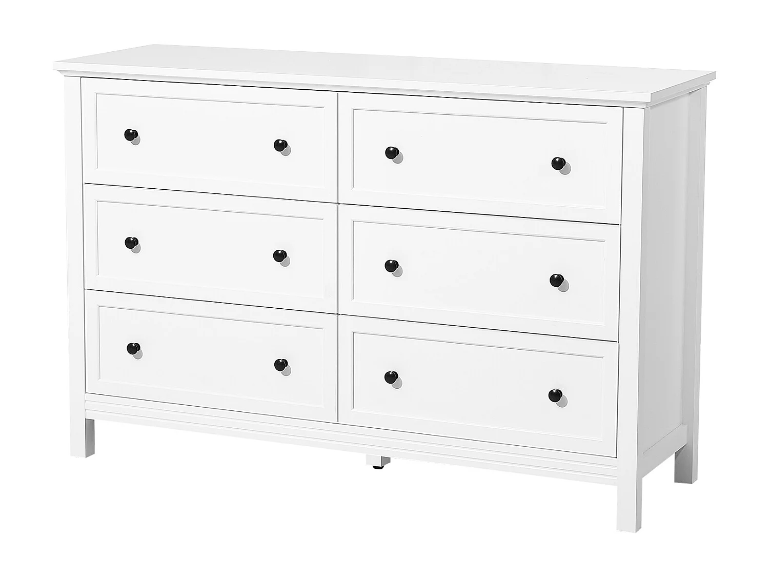 Komoda 6 Szuflad SucceBuy, Drewno, System Wysuwany/Przeciwprzechyleniowy, Styl Retro Minimalistyczny, Mebel pod Telewizor/Korytarz/Sypialnia/Przedpokój, Biały 4385328 - obrazek 1