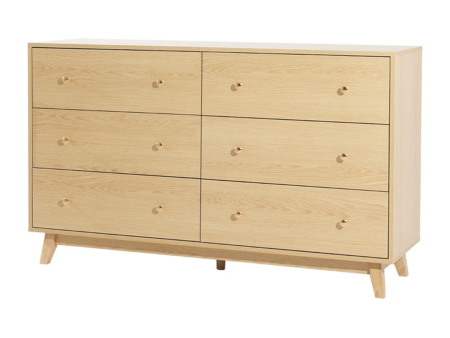 Komoda 6 Szuflad SucceBuy, Drewno, System Przesuwny/Przeciwprzechyleniowy, Styl Nowoczesny, Organizer do Szafy, Salon/Korytarz/Sypialnia/Przedpokój, Jasne Drewno 4385330 - obrazek 1