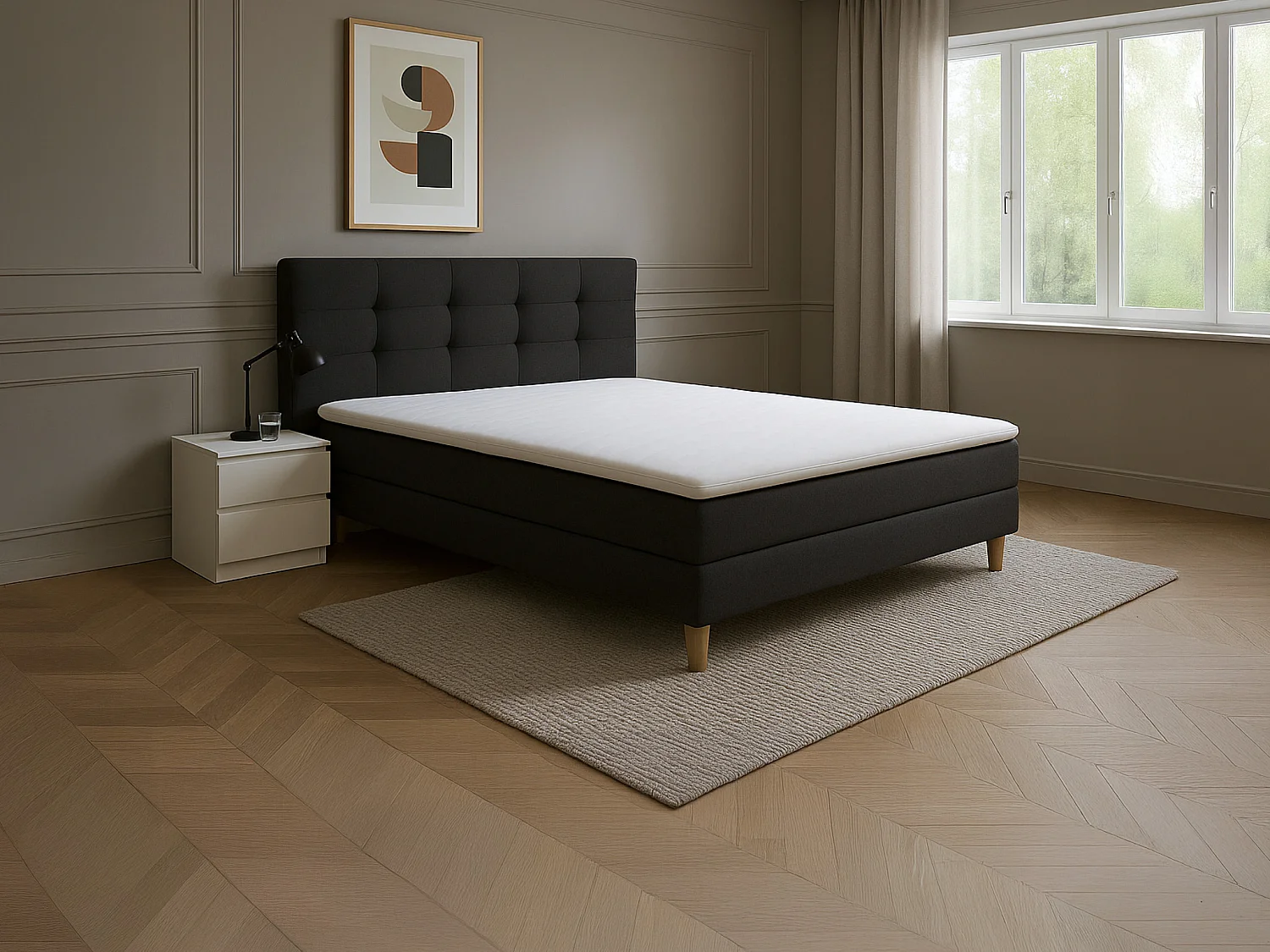 Nakładka na materac 160 x 200 cm pianka ze zdejmowanym pokrowcem bambusowym gr.5cm - KORAGA od YSMÉE 4026942 - obrazek 1